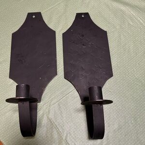 Set of 2 Black Metal Wall Candle Sconces – Hearthside Collection – Primitive